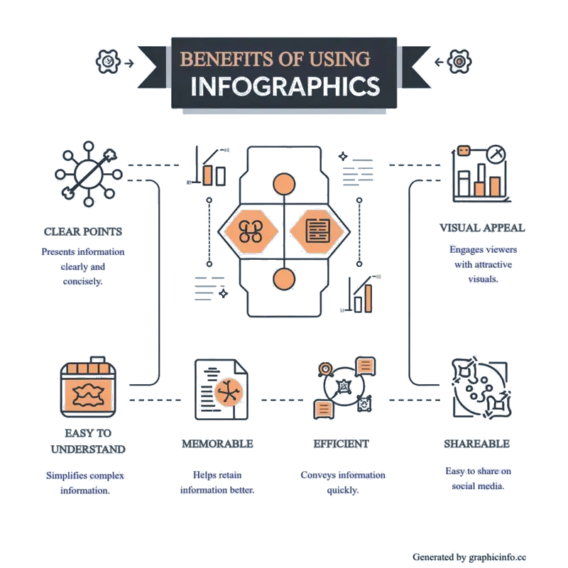 A infographic of infographics poster show : Benefits of using infographics